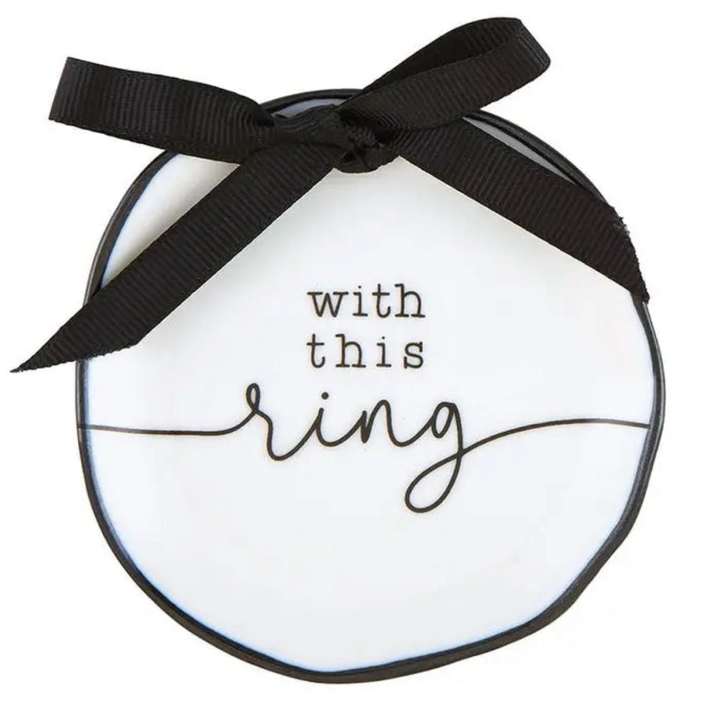 White and Black Ceramic Ring Bearer Dish